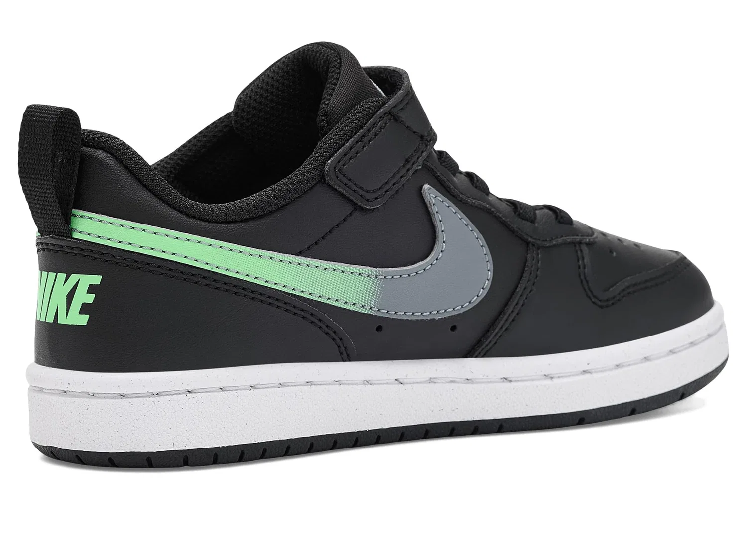 Кроссовки Court Borough Low Fade (для маленьких детей) Nike Kids, Black/Illusion Green/Smoke Grey/White — фото 4