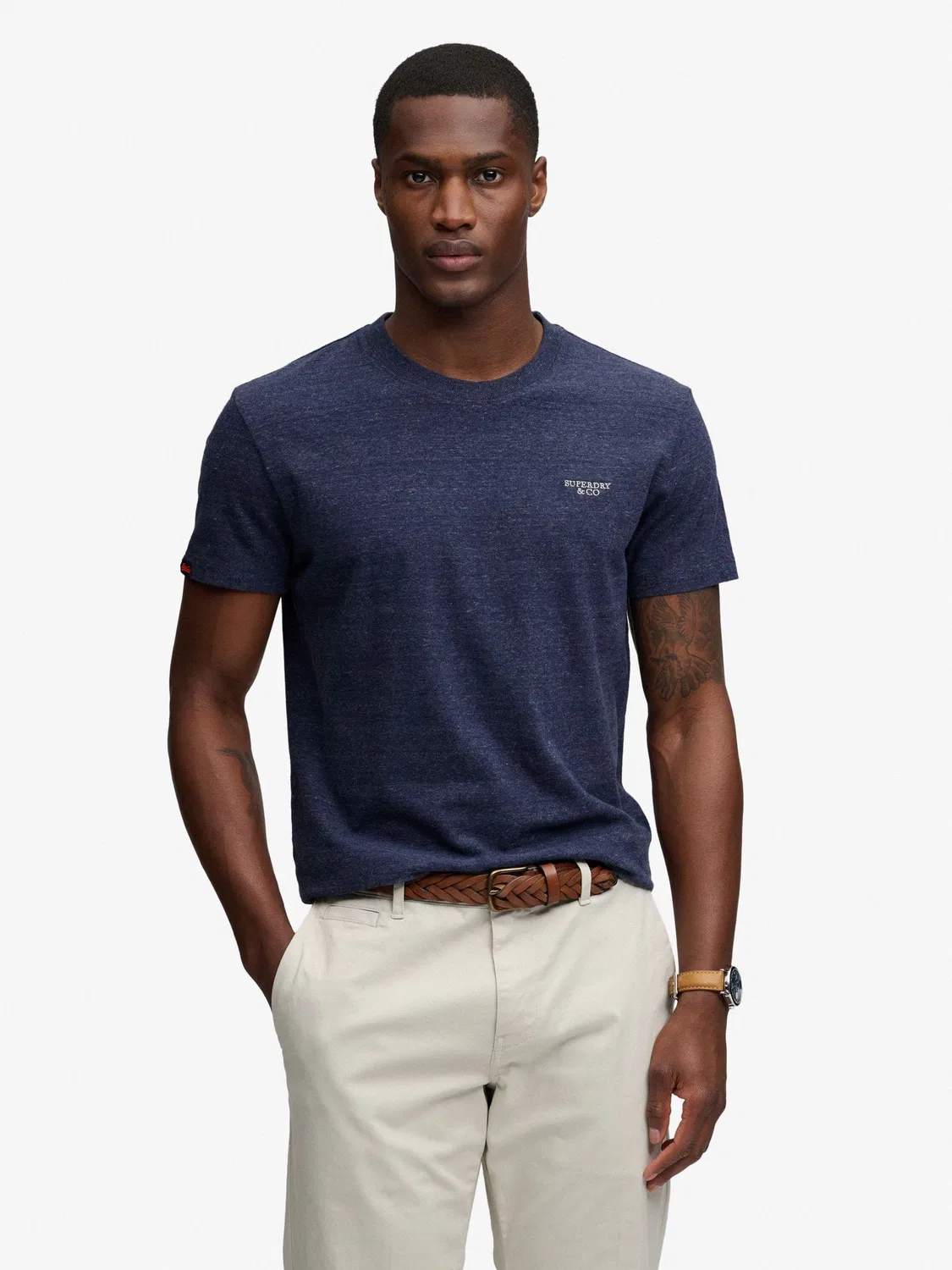 Футболка Slim Fit Superdry Essential Stacked Logo Embroidered, синяя