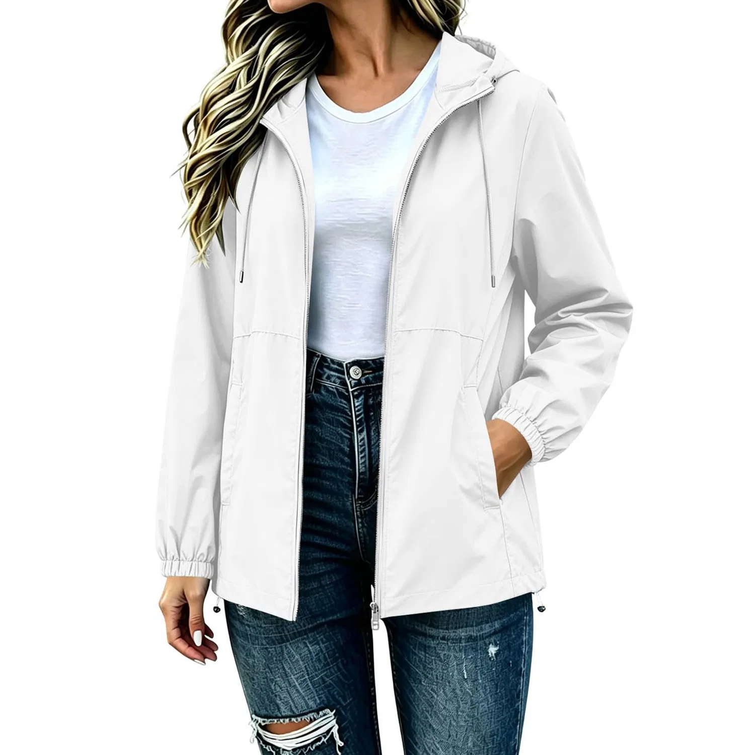 Женское короткое ветрозащитное пальто Impermeabile minimalista tinta unita, Bianco