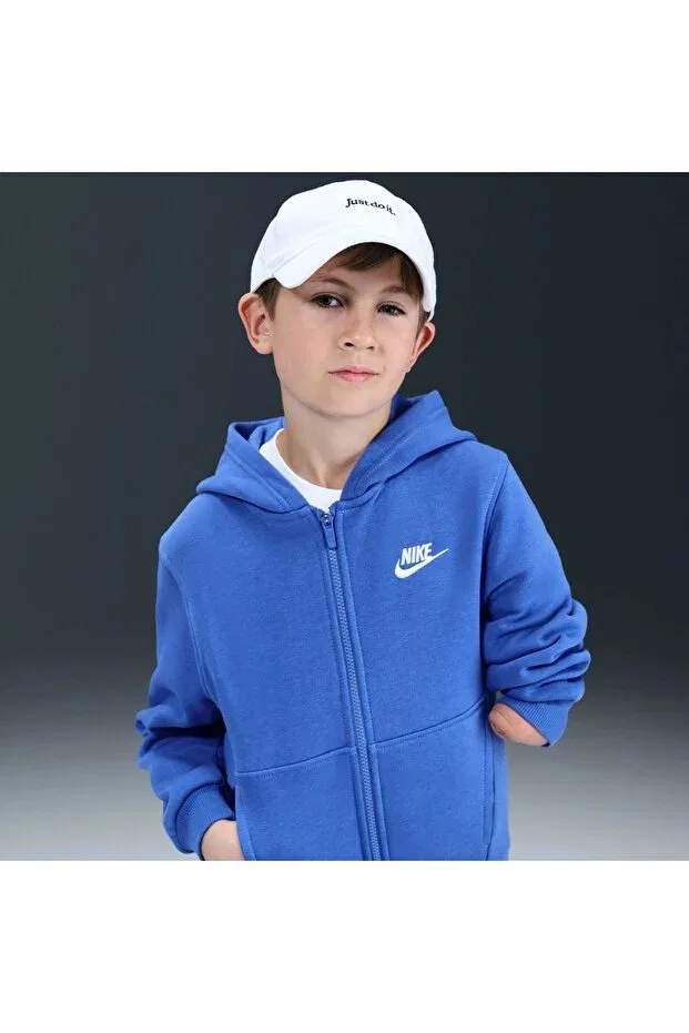 Детское худи для мальчиков на молнии с капюшоном Sportswear club fleece Nike, Blue — фото 3