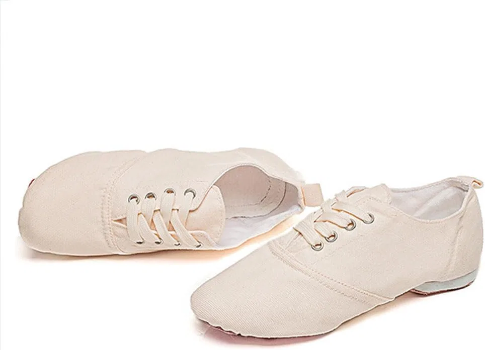 Детские джазовые ботинки для девочек на шнуровке MSMAX, Low-Top Natural — фото 4