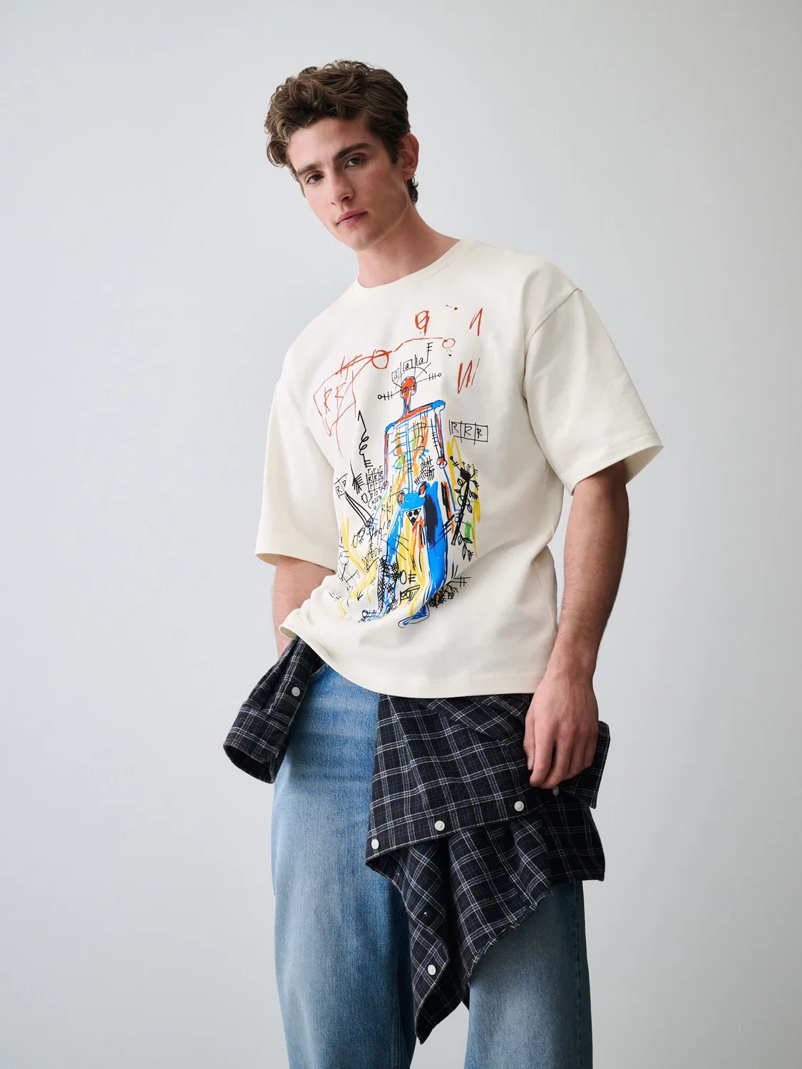 Футболка Relaxed Fit с принтом Basquiat Next, белый — фото 4