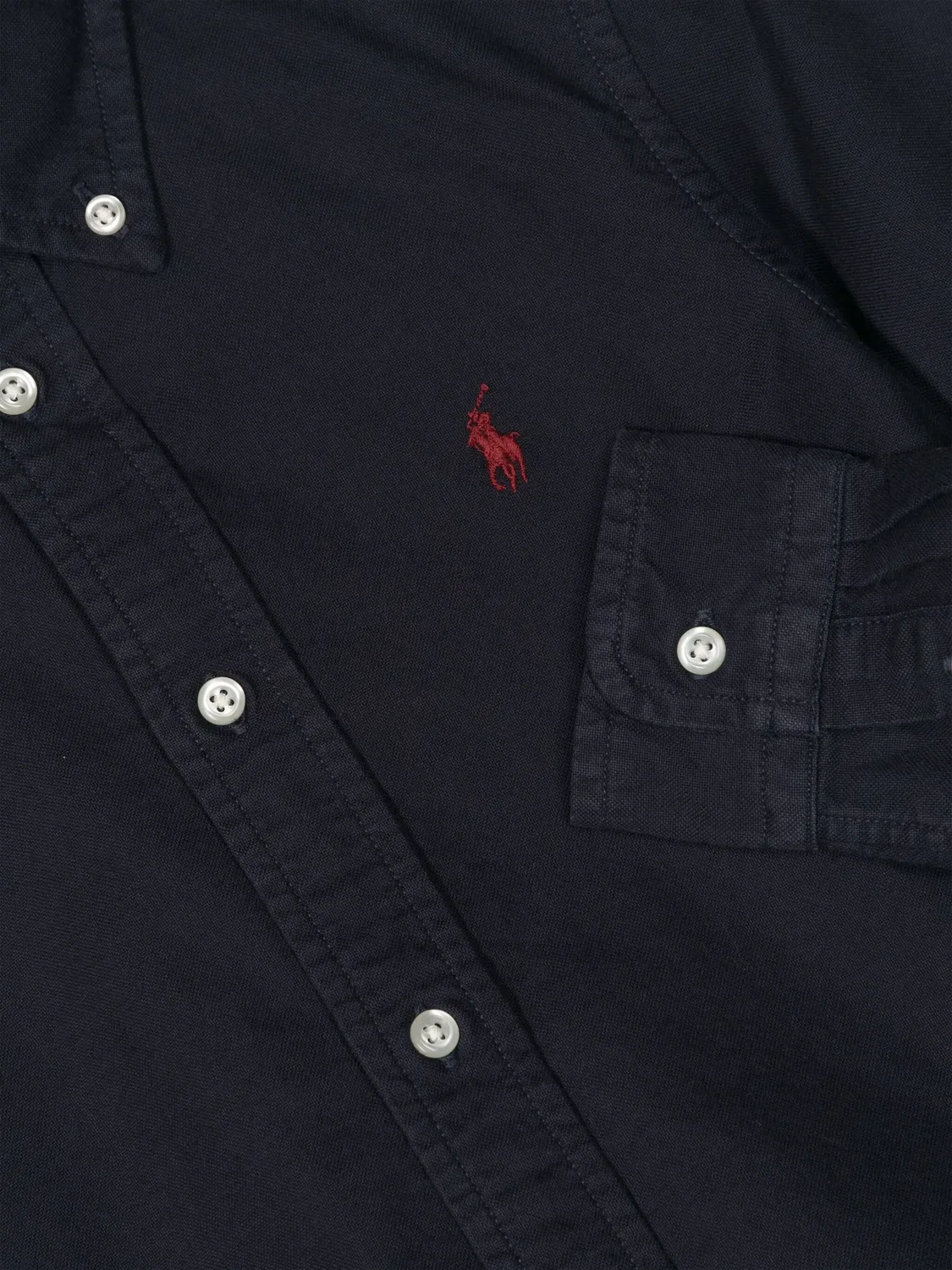 Рубашка с воротником на пуговицах темно-синяя Polo Ralph Lauren, синий — фото 2