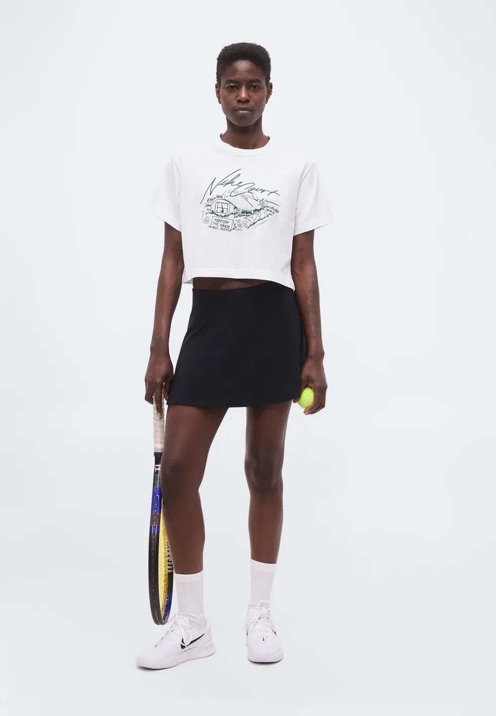 Укороченная футболка с принтом Tee slam crop Nike Performance, White — фото 2