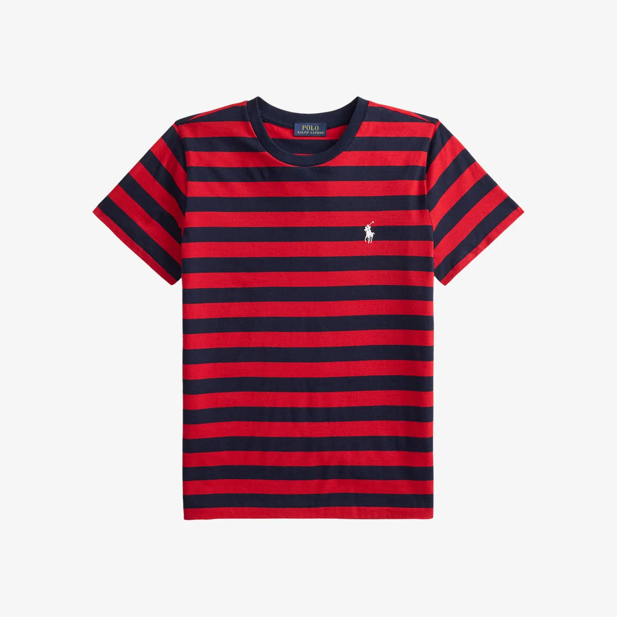 Футболка из хлопкового трикотажа с полосатым принтом Polo Ralph Lauren, красный/темно-синий