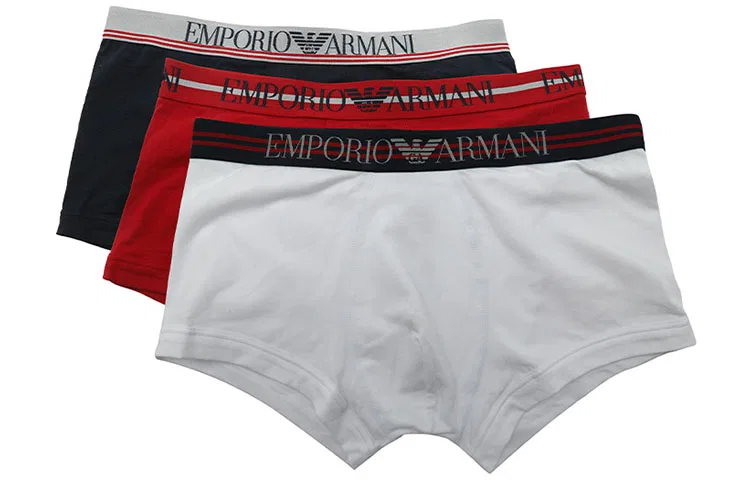 Трусы боксеры, набор 3 шт, EMPORIO ARMANI, White/Red/Dark Blue