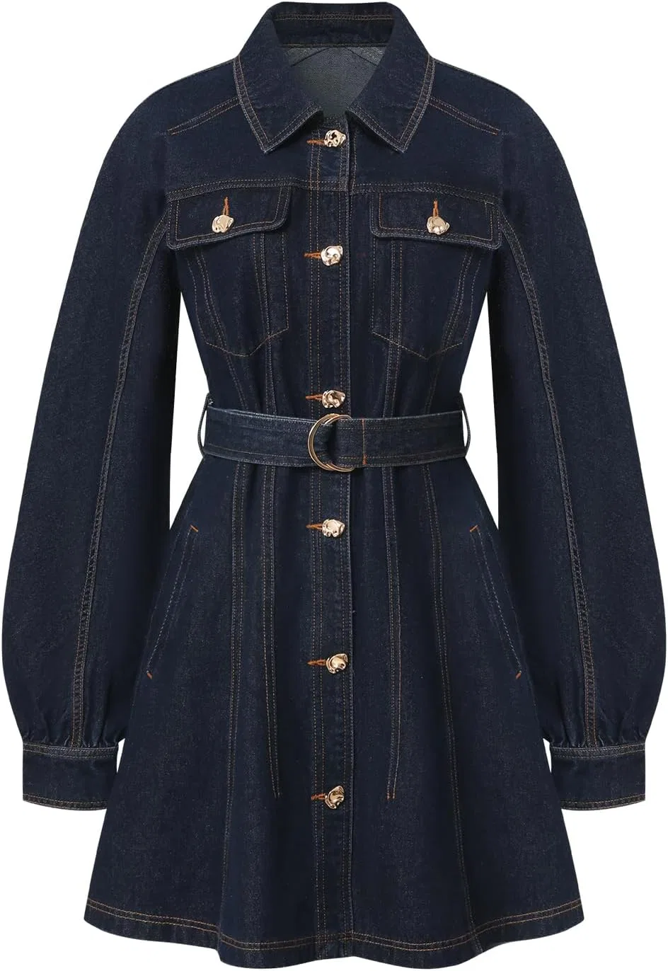 Женское джинсовое платье-рубашка с длинным рукавом Demi, Dark Blue