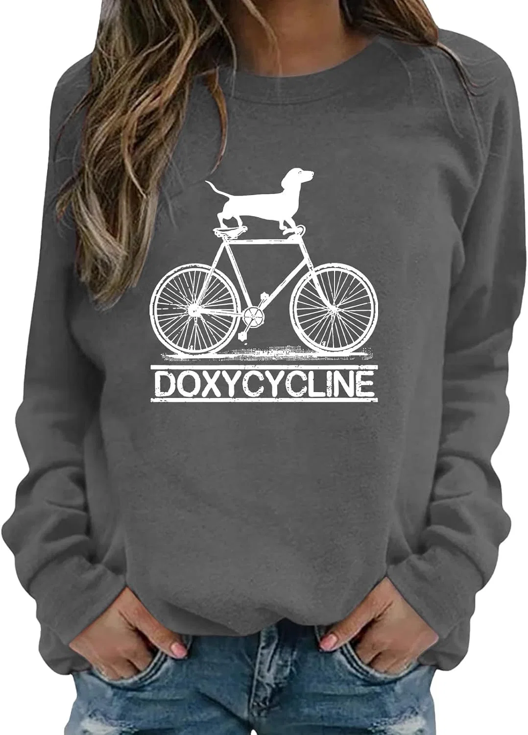 Женский свитшот-худи Doxycycline Dachshund, тёмно-серый