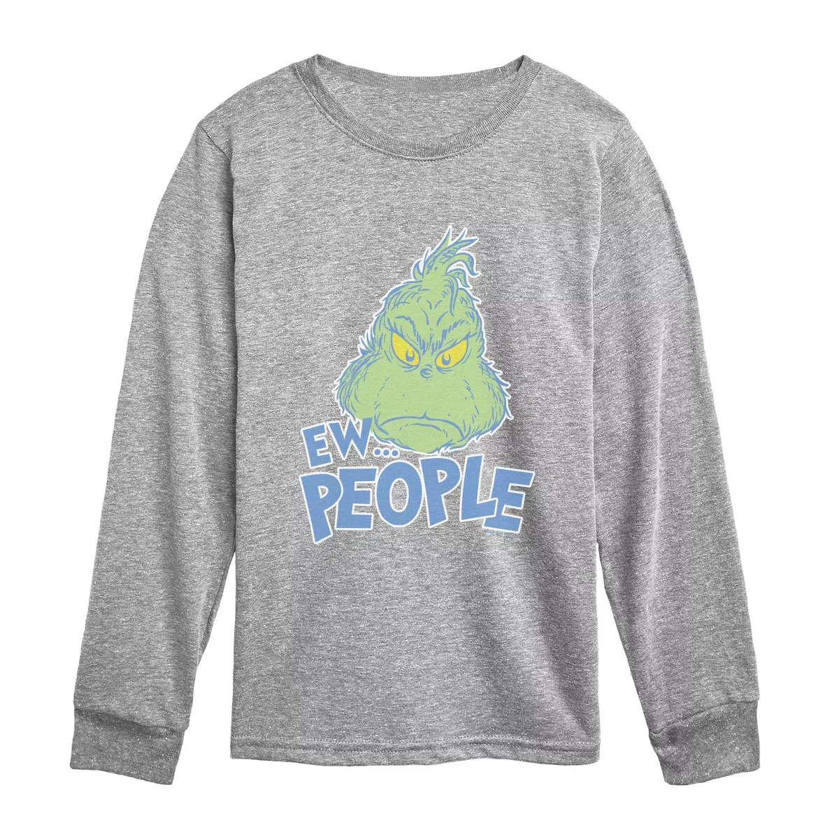 Детский лонгслив для мальчиков с принтом The Grinch - Ew, People The Grinch, Athletic Heather