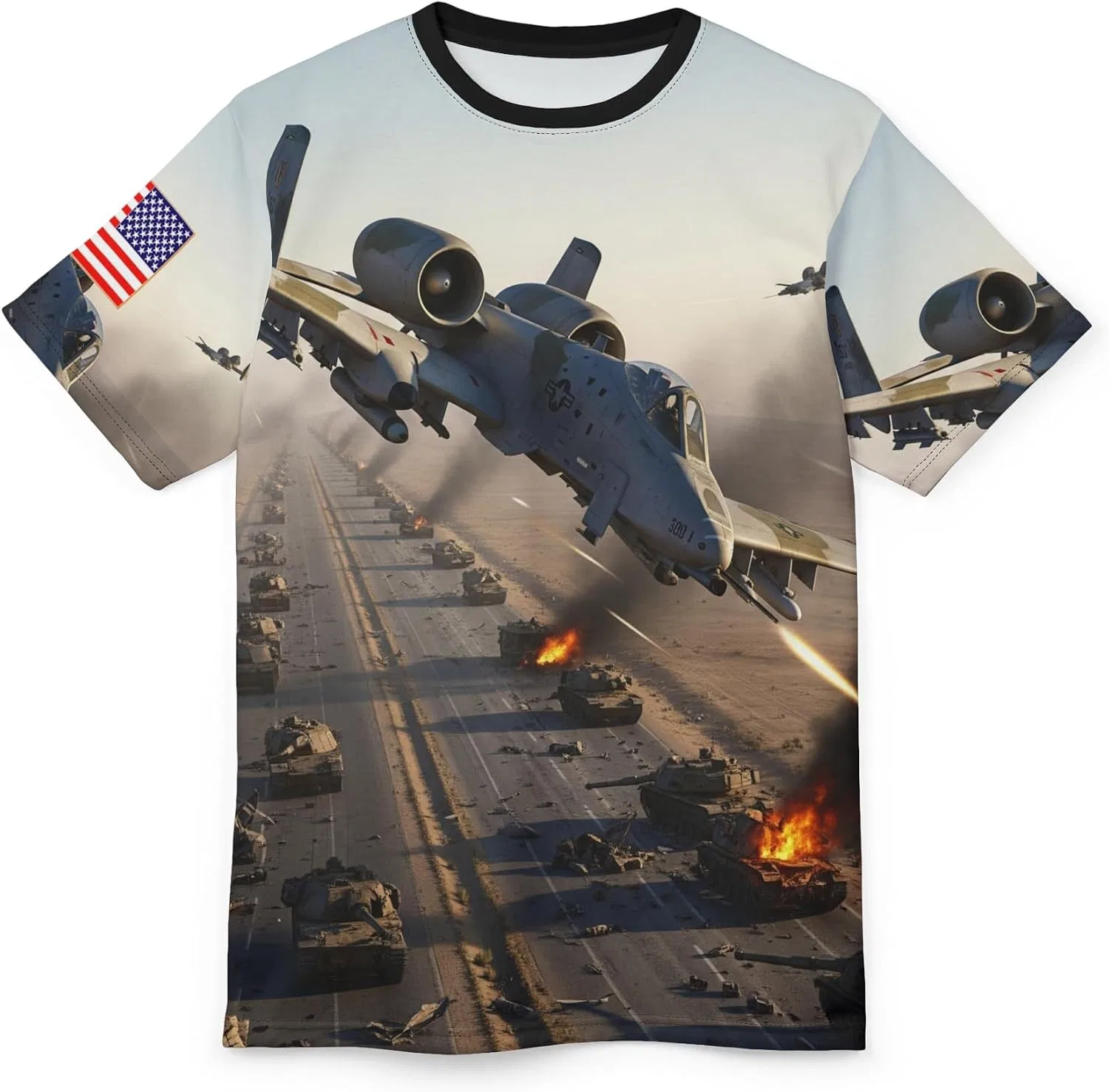 Футболка с принтом Highway of Death A-10 Attack Gulf War, Black Stitching — фото 2