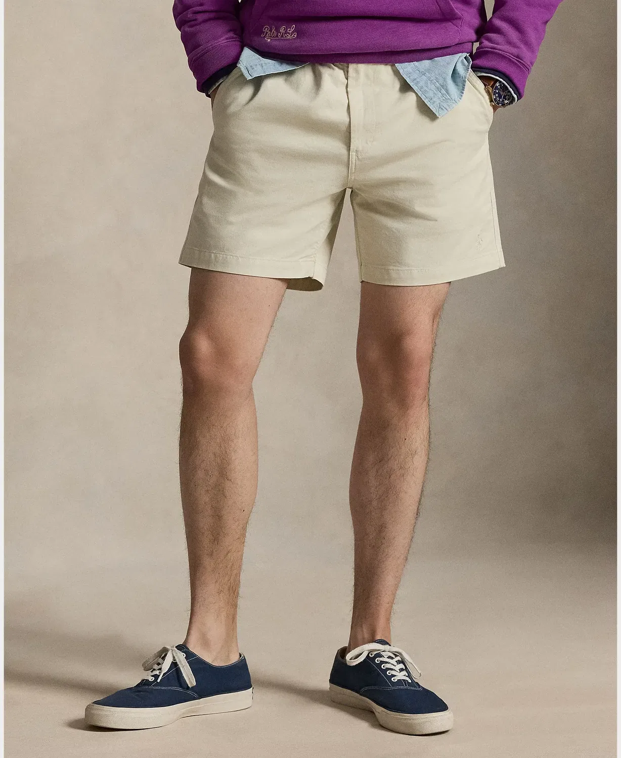 Мужские шорты из хлопка с эластаном Prepster Polo Ralph Lauren, Piedra — фото 2