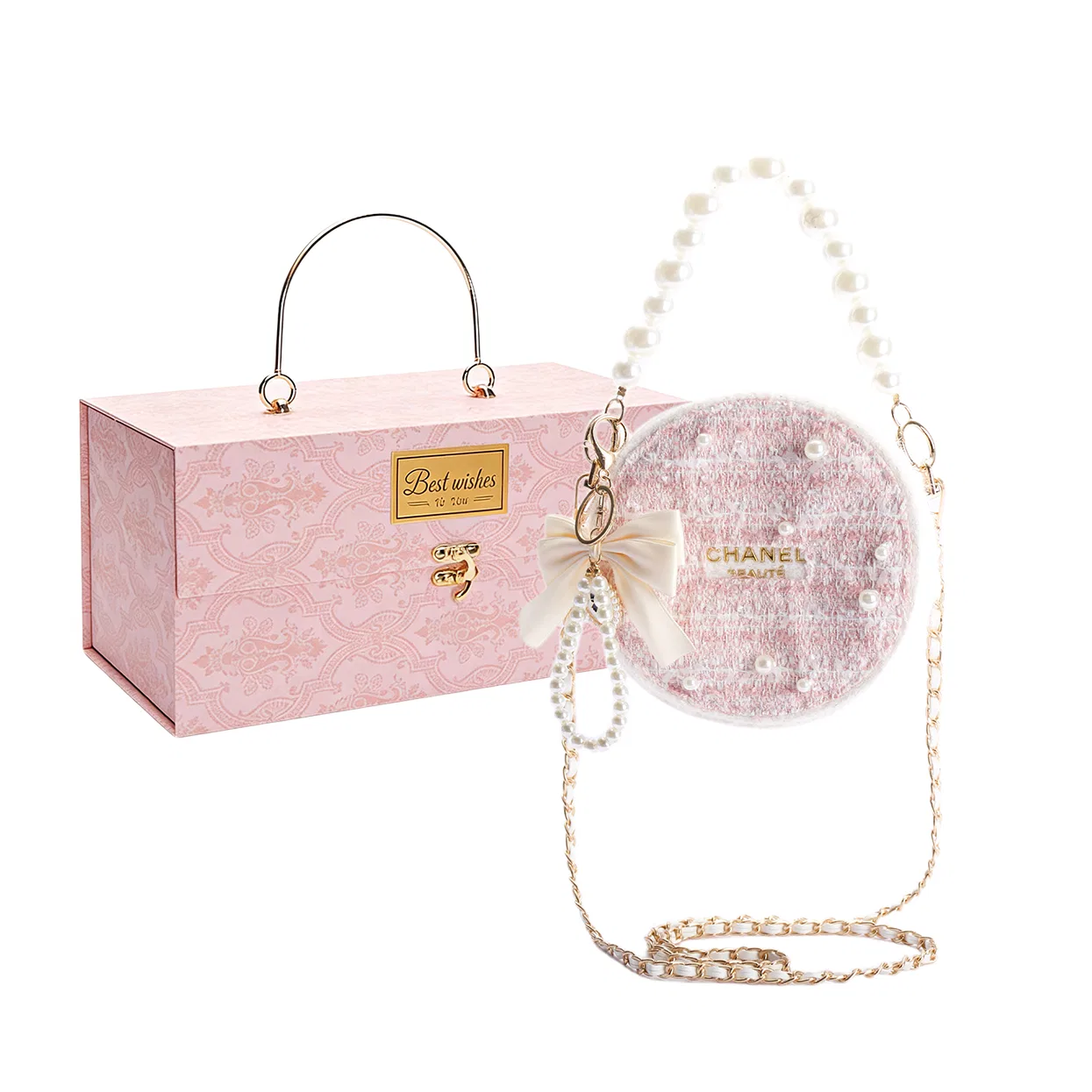 Косметичка-органайзер круглая CHANEL, Pink Sand Princess Box