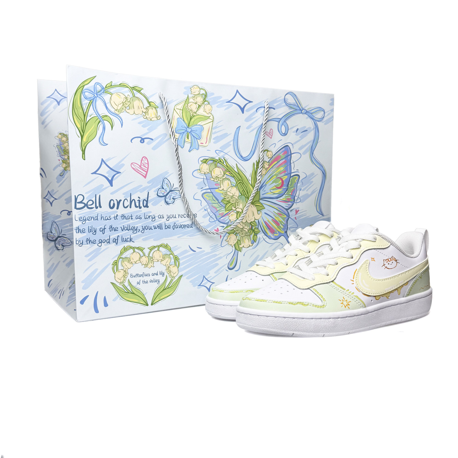 

Court Borough Lemon Tone Cute Cat Star низкие детские скейтбординговые кроссовки Nike, светло-зеленый