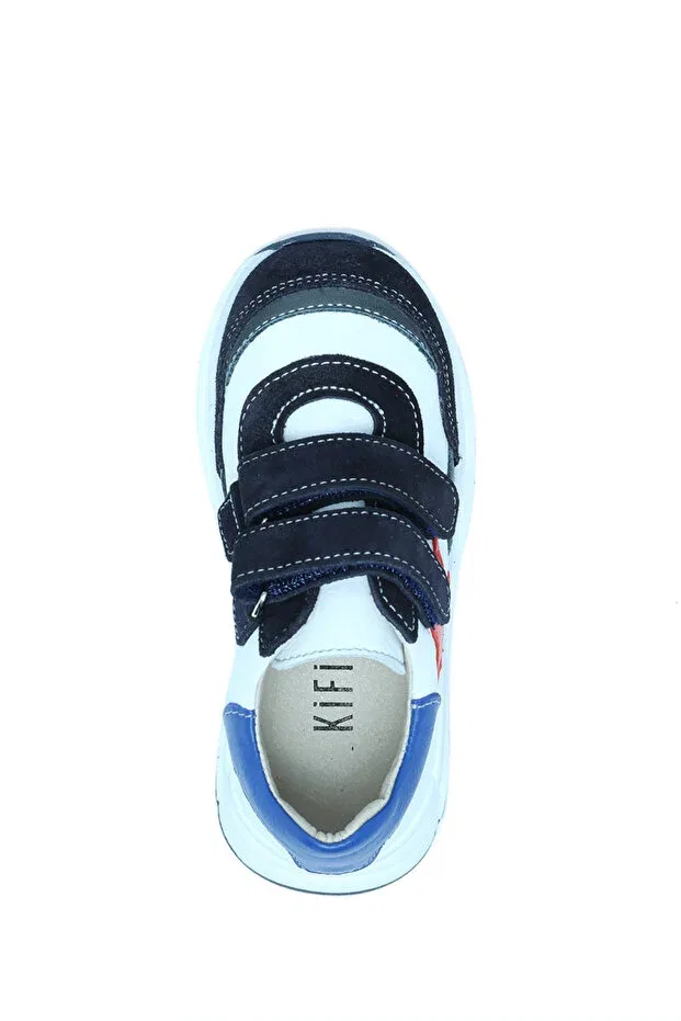Детские кожаные туфли для девочек с липучкой Kifidis, Navy Blue — фото 3