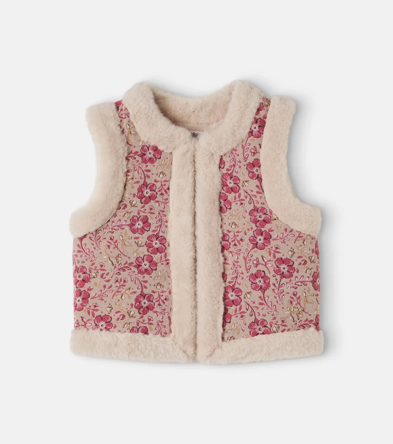 Жилет жаккардовый Chloé Kids, бежевый