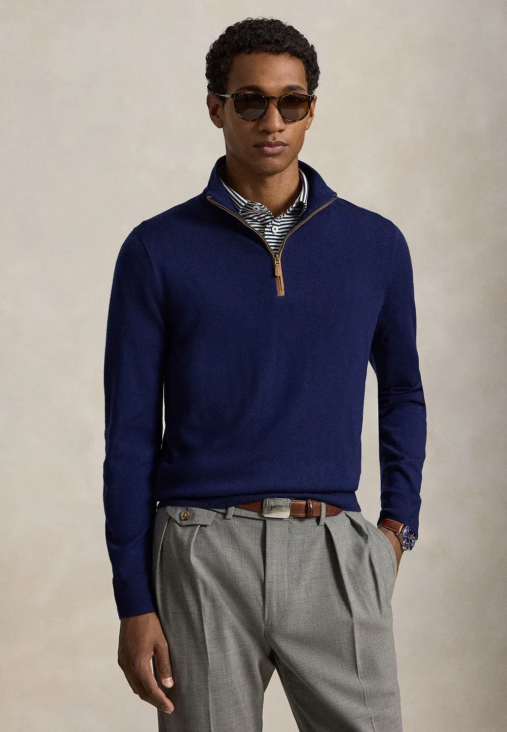 Свитер с застежкой-молнией до середины груди - джемпер Polo Ralph Lauren, Refined Navy