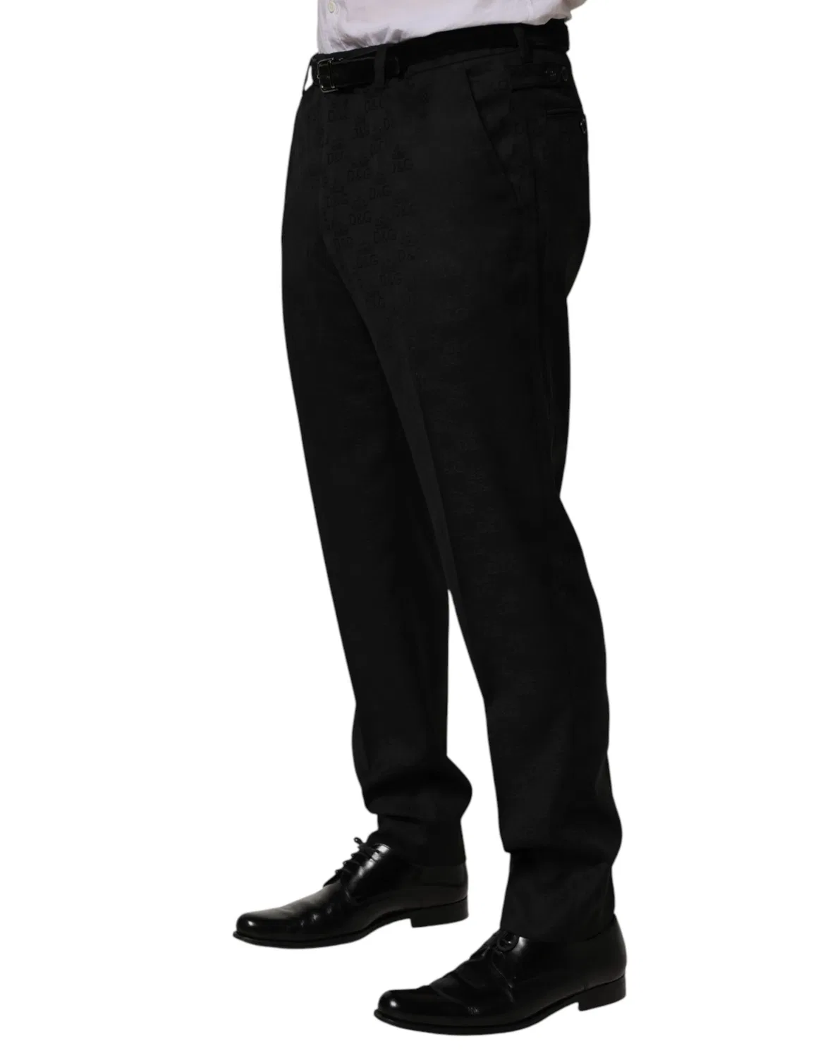Мужские брюки классические с логотипом, Black Wool Skinny Dress Formal Trouser Pants, Dolce & Gabbana, черный — фото 3
