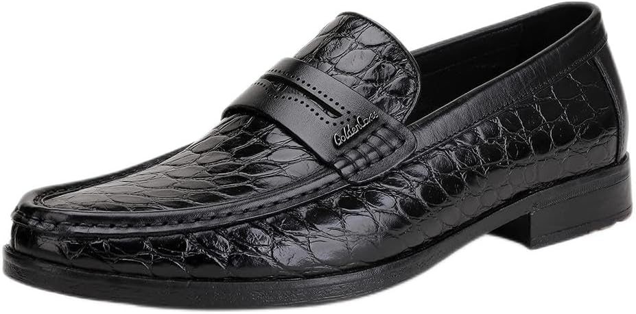 

Мужские кожаные пенни-лоферы GOLDEN COXES, классические туфли для официального стиля, с мягкой подошвой и тиснением под крокодила Golden Coxes Family, черный