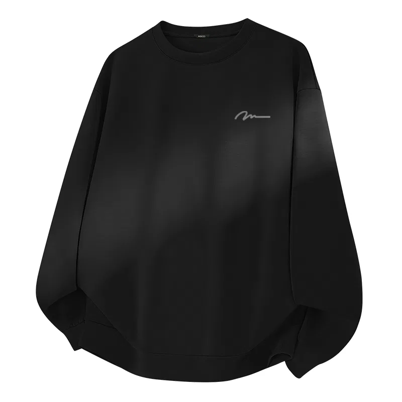 Детский свитшот с круглым вырезом MINISO, [Soft Air Layer]Black (Ma Changkui Signature Chest Logo)