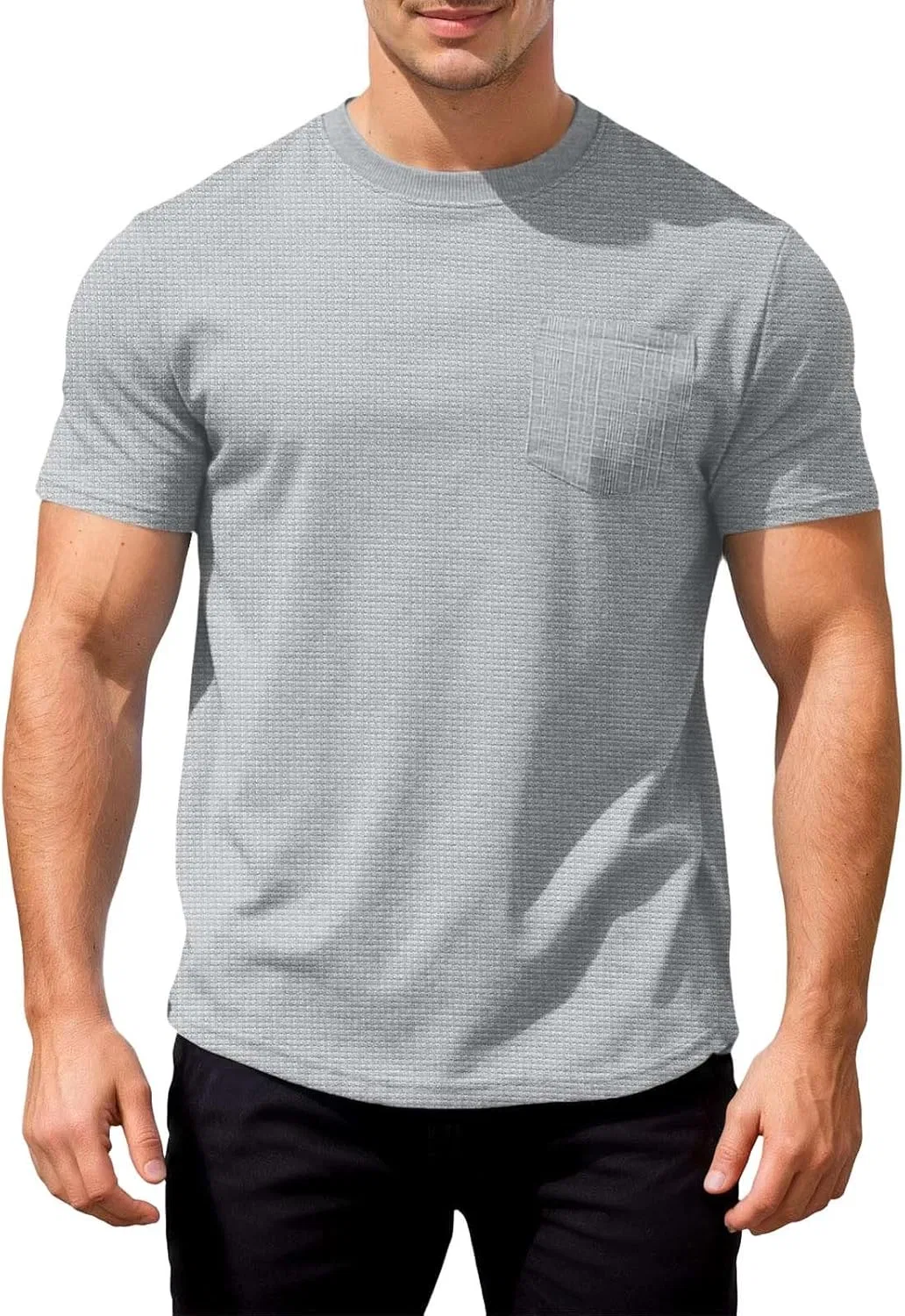 Мужская футболка свободного кроя с карманом Generic, Light Gray