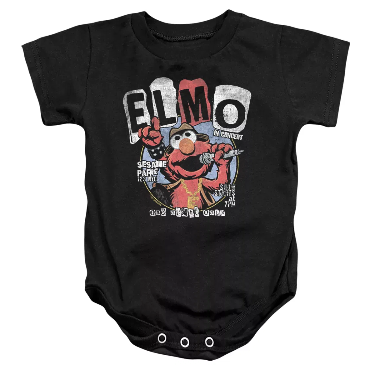 Детское боди с коротким рукавом Sesame Street Elmo In Concert Tee, Черный