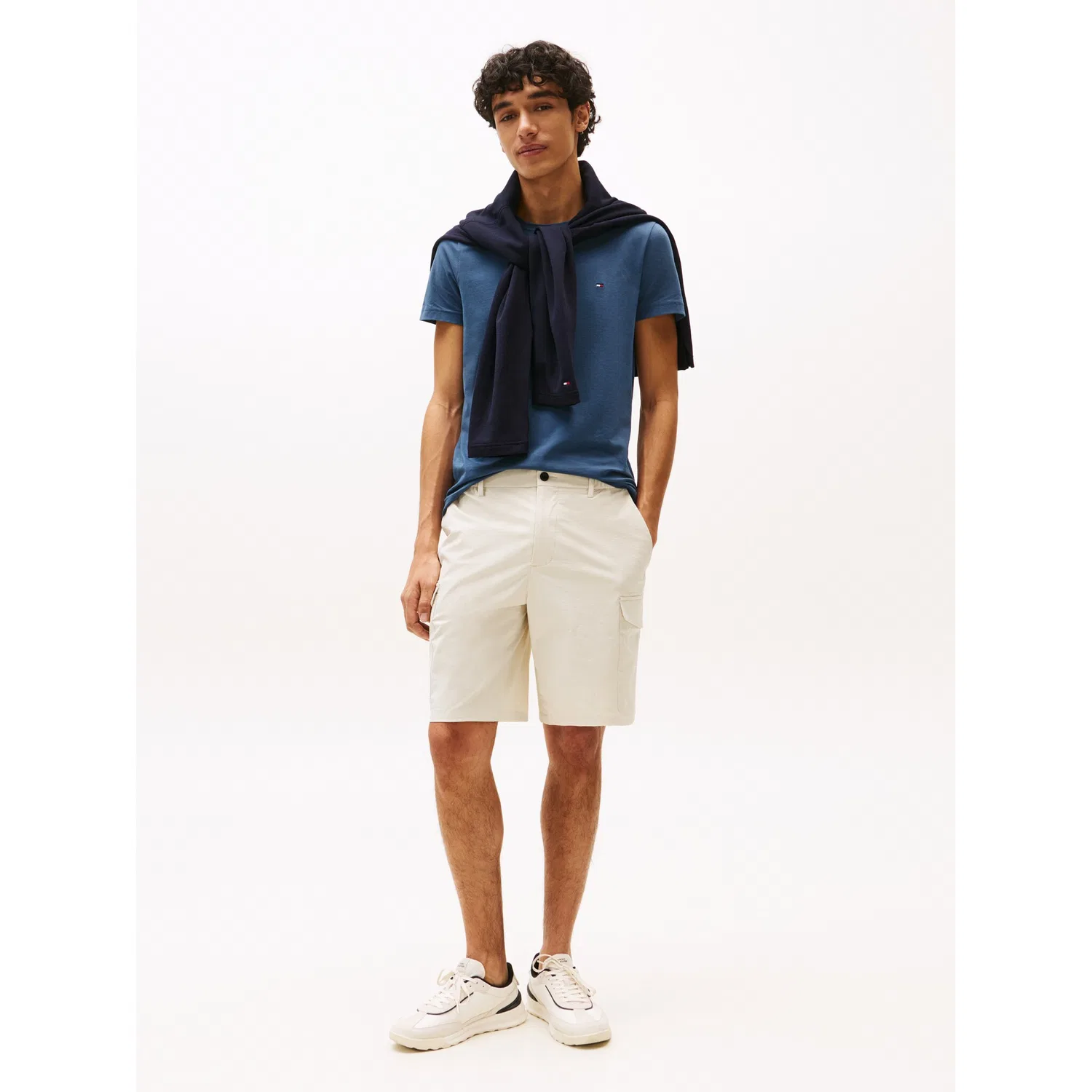 Мужская футболка с логотипом Tommy Hilfiger STRETCH SLIM FIT TEE, Aegean Sea — фото 2