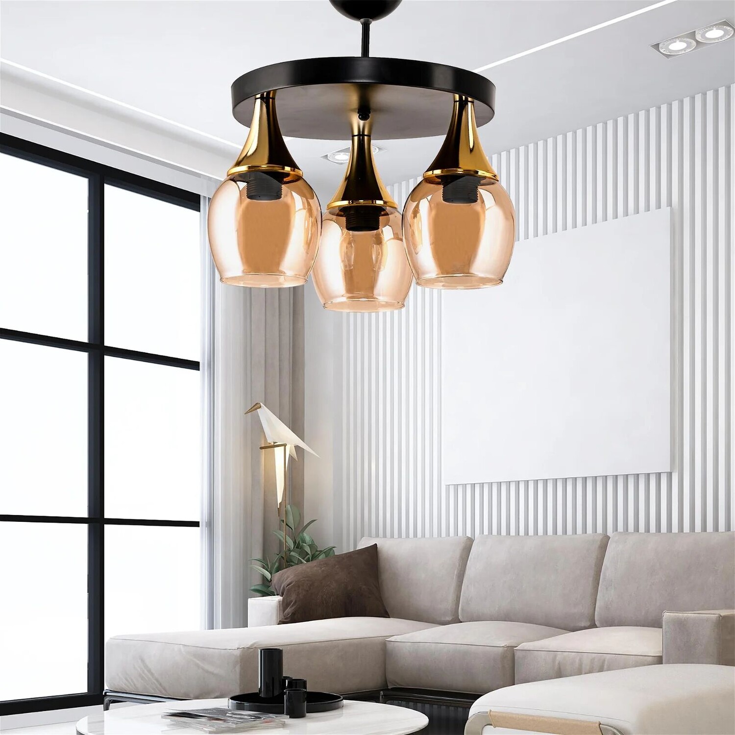 

Люстра Safir Light Embudo Honey Glass 3-местная - черный