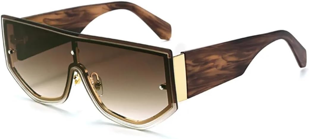 

Уникальные цельные солнцезащитные очки для женщин, большие модные солнцезащитные очки для мужчин, солнцезащитные очки с защитой от УФ-излучения UV400 в стиле панк, женские очки TKKTLLT, Flowerleg-brown