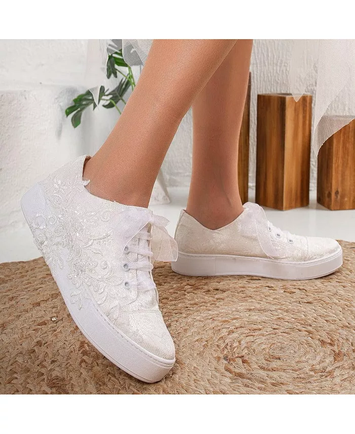 Элайс Кружевные свадебные кроссовки Forever & Always Shoes, белый — фото 2
