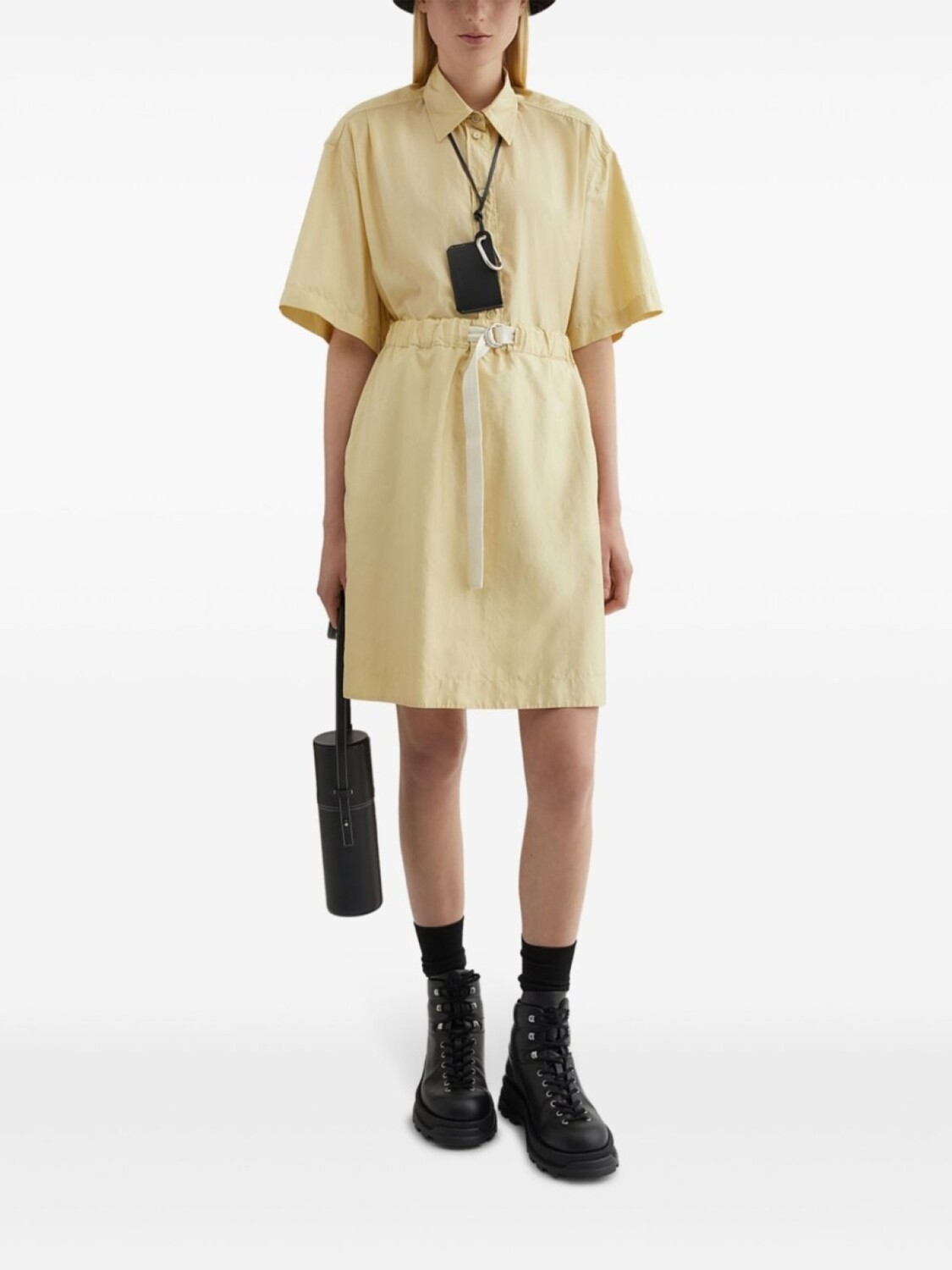 Jil Sander юбка мини с завышенной талией и пряжкой, желтый — фото 2