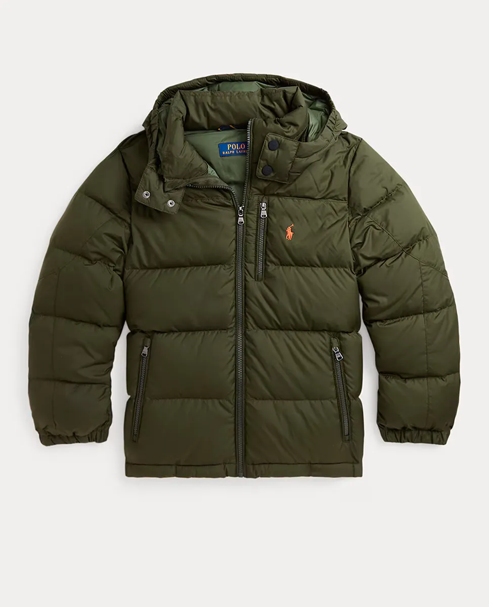 

Зеленый водоотталкивающий пуховик для мальчика Polo Ralph Lauren, темно-зеленый