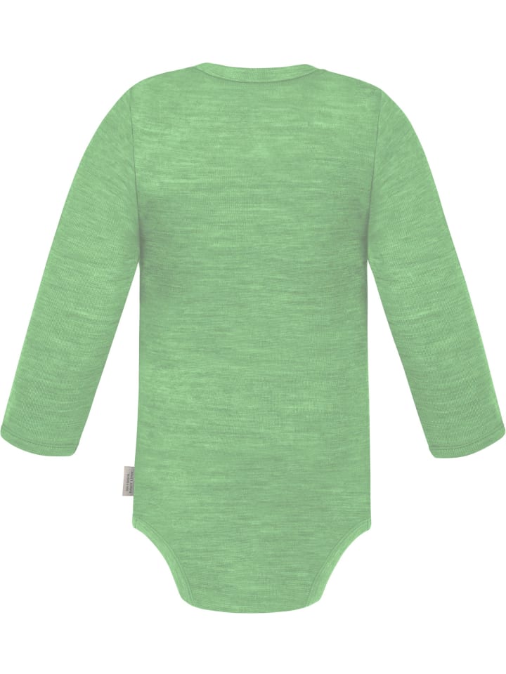Normani Outdoor Sports Комплект из 2 детских боди с длинными рукавами из мериносовой шерсти "Туай" зелено-бежевого цвета — фото 4