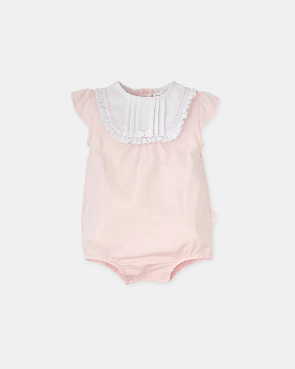 

Розовый комбинезон для малышки с белой деталью пике Tutto Piccolo, цвет Rosa
