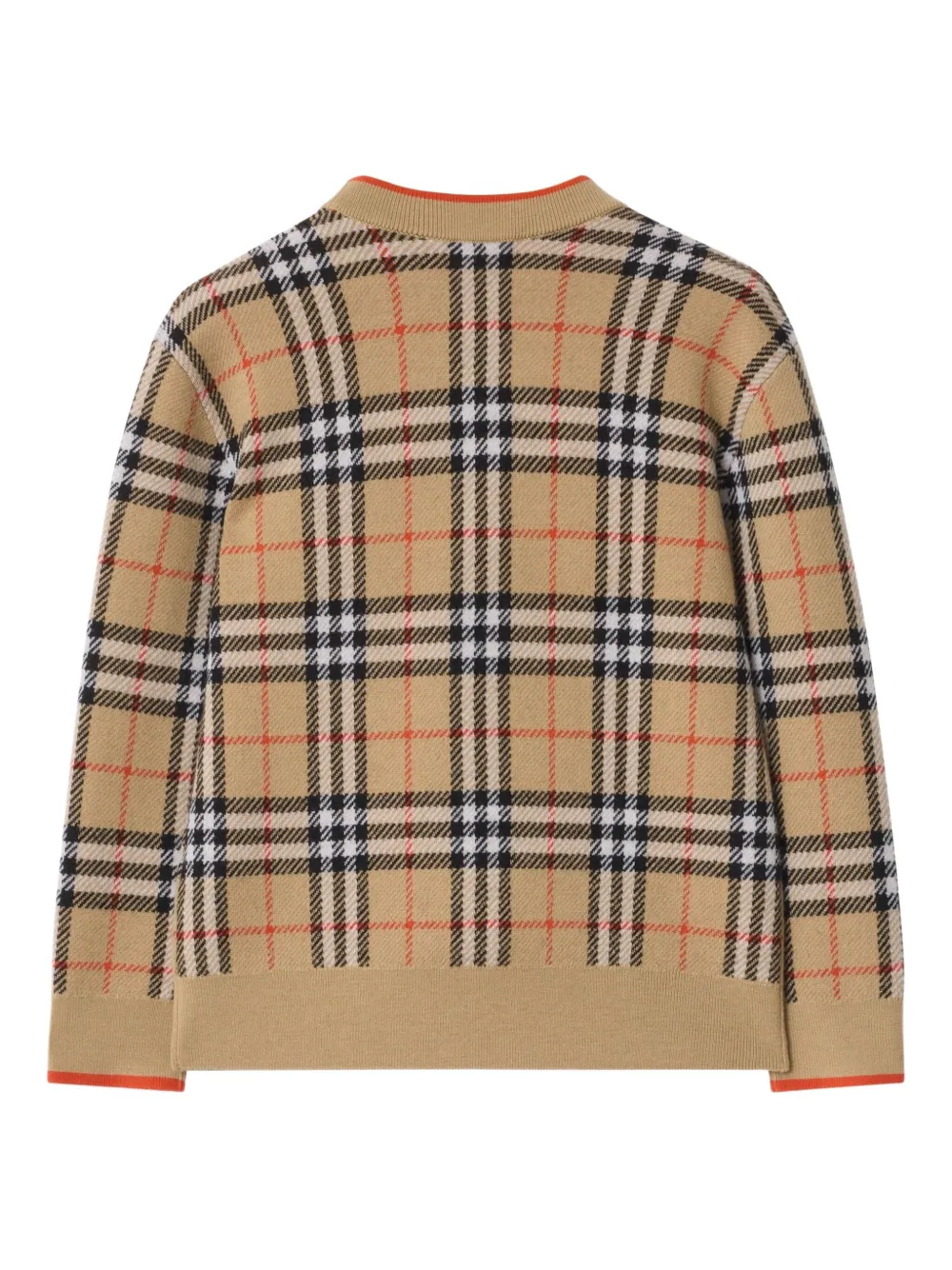 Шерстяной кардиган в клетку Burberry Kids, бежевый — фото 2