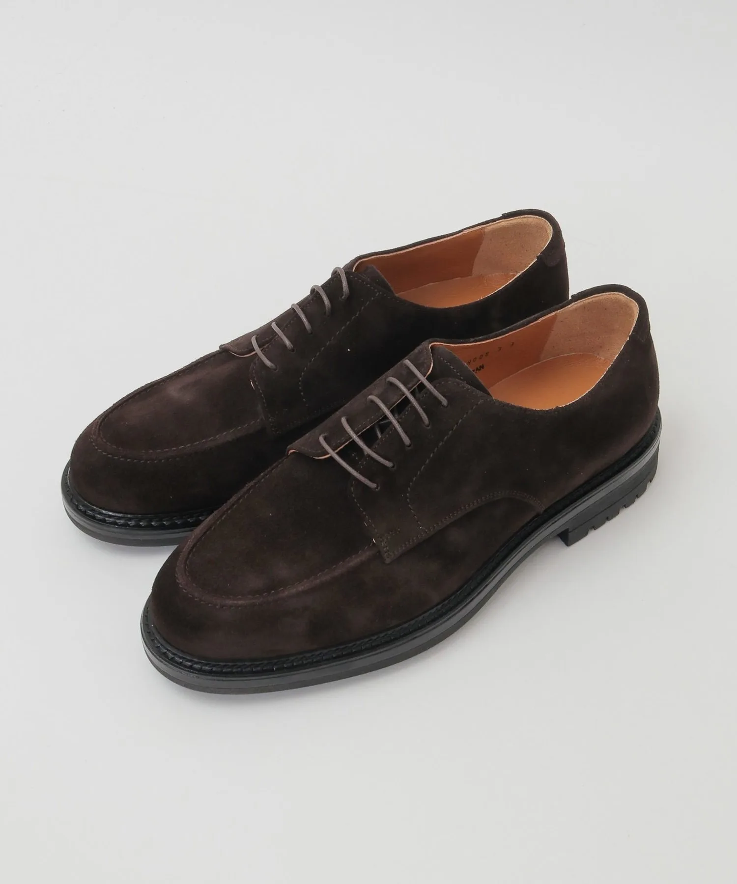 Мужские туфли U-образный мыс из кожи Round U Tip Leather Shoes MEN'S MELROSE чёрные — фото 2
