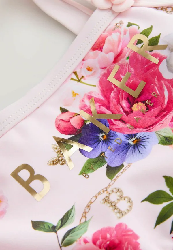Купальник прямого кроя с вырезами и цветочным принтом Baker By Ted Baker, Pink — фото 3