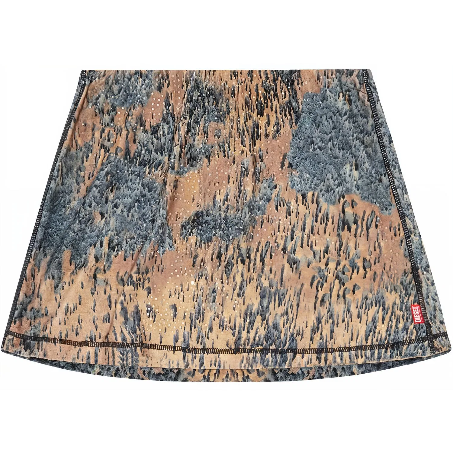 Мини-юбка с абстрактным принтом и декором DIESEL Beige Gray