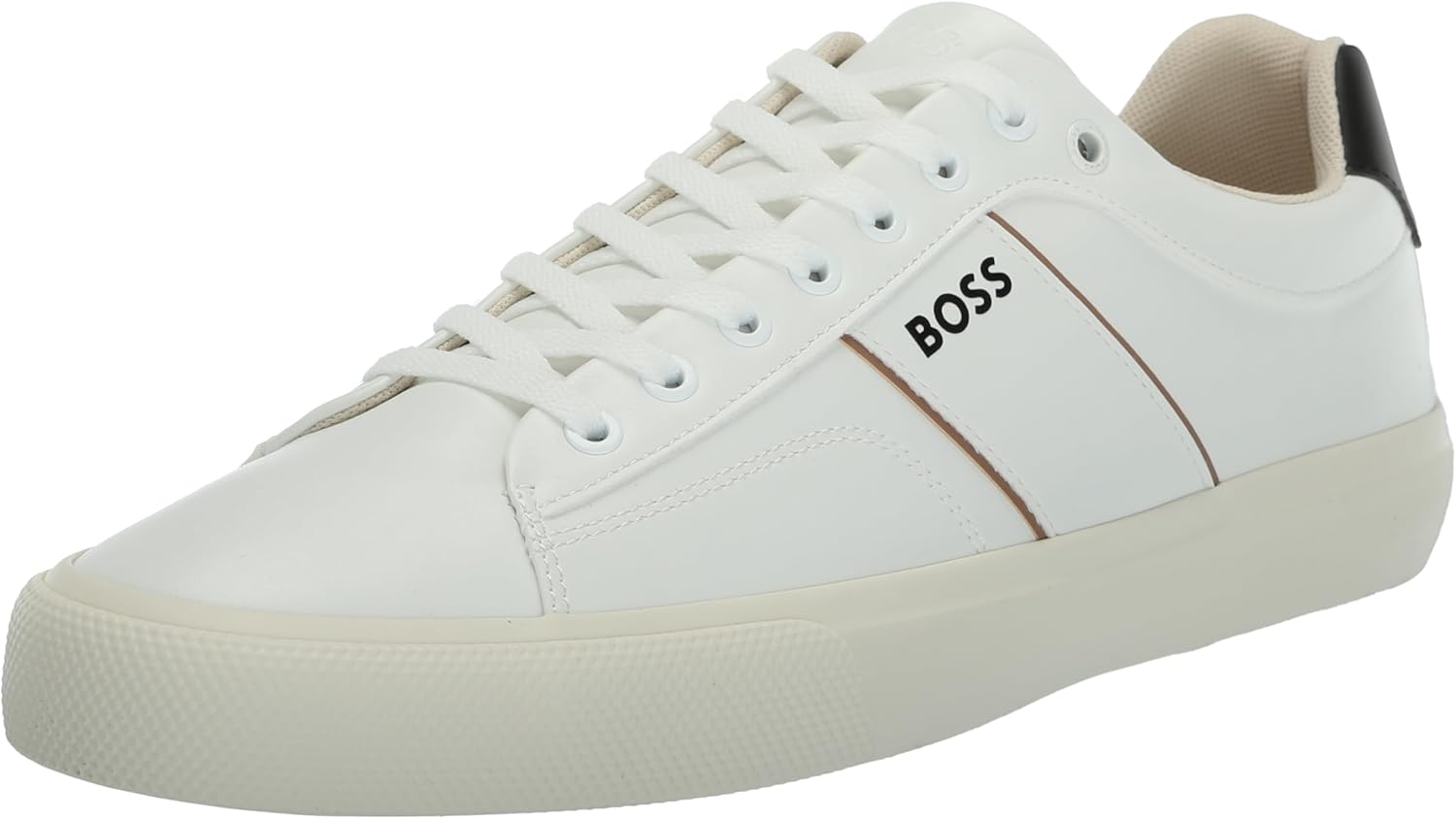 

BOSS мужские кожаные кроссовки Aiden Logo Block низкие, Black Pepper/White Salt