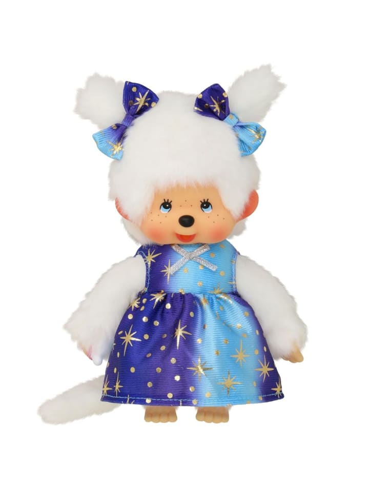 

Девочка в платье, словно сошедшем со звезд | Кукла Monchhichi 20 см | две косички