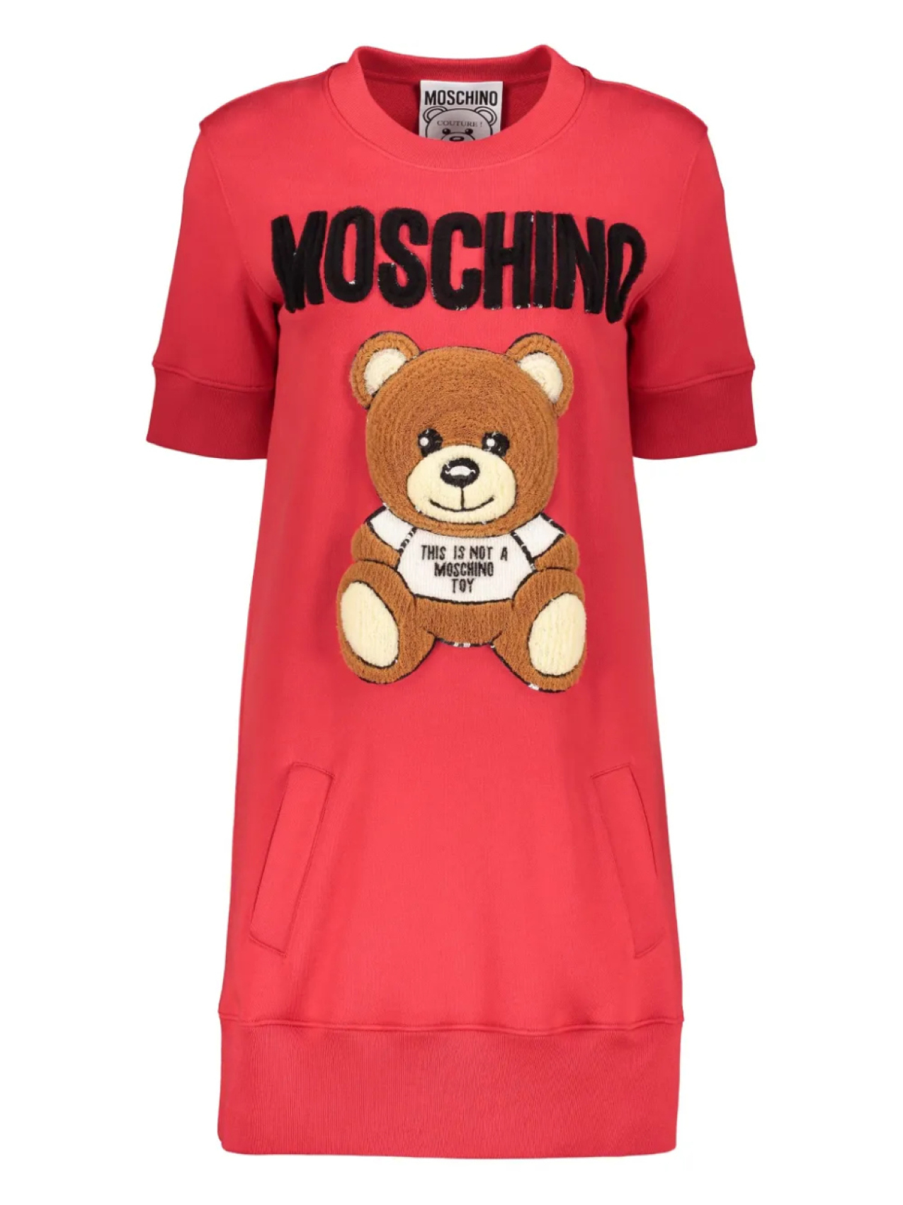 

Платье Moschino с аппликацией в виде плюшевого мишки, красный