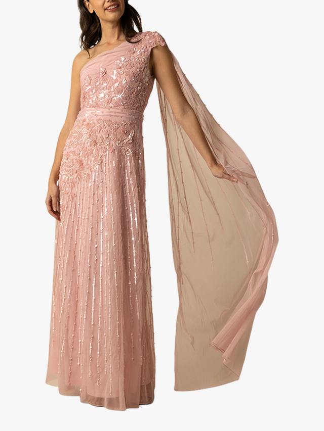 

Платье макси Florence с пайетками и цветочным принтом на одно плечо Raishma, Pink