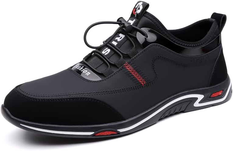 

Мужские кроссовки из натуральной кожи, дышащие, новые повседневные кожаные туфли, мягкая подошва, без шнуровки, очень подходят для ежедневных поездок, занятий в спортзале и прогулок по выходным Lhyxu, черный