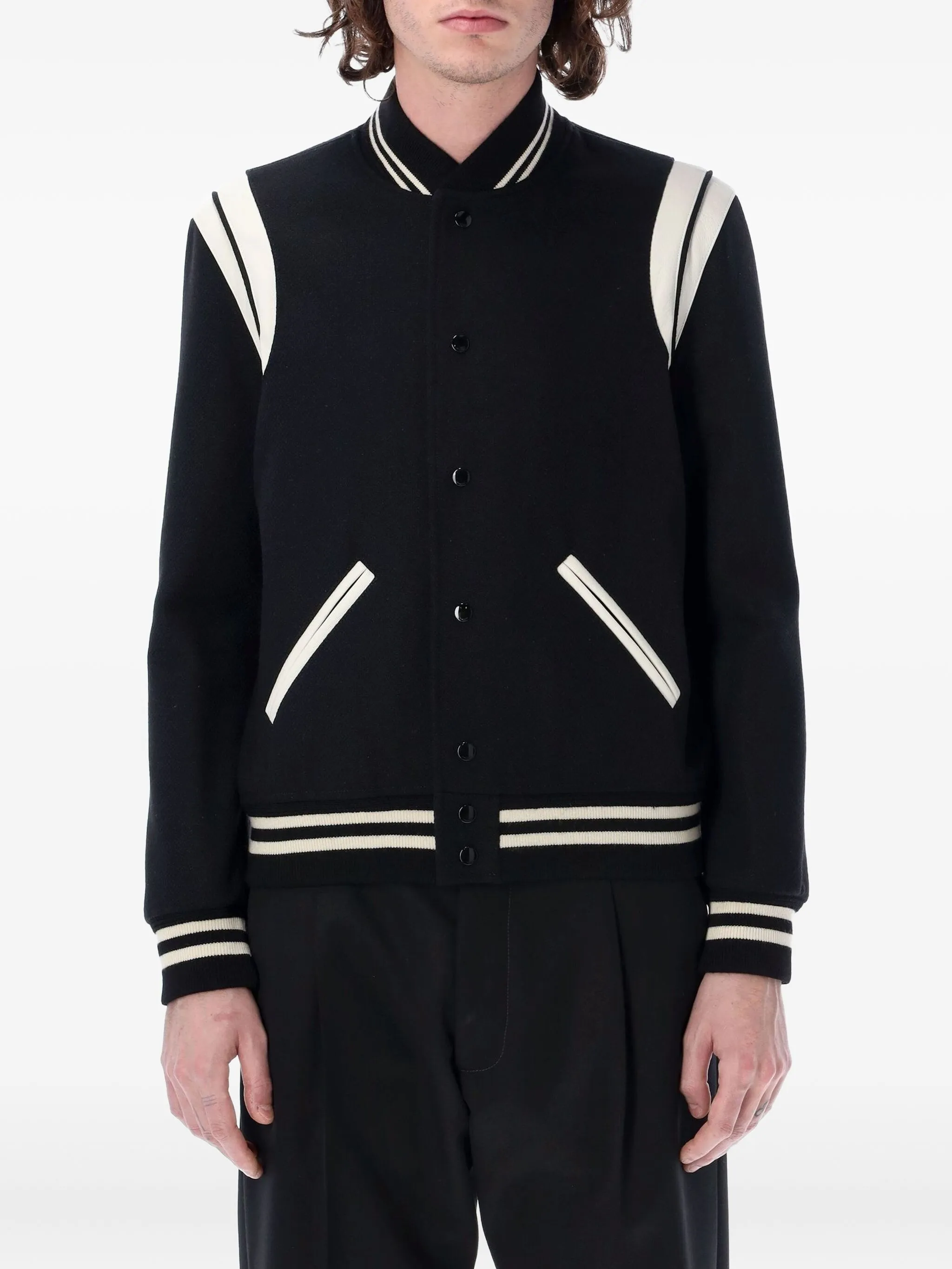 

Куртка-бомбер на кнопках Saint Laurent, черный