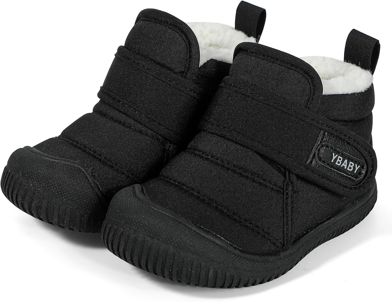 

MK MATT KEELY Детские зимние теплые ботинки для мальчиков и девочек, малышей, с плюшевой подкладкой, мягкой подошвой, нескользящие, для прогулок, с искусственным мехом, Black