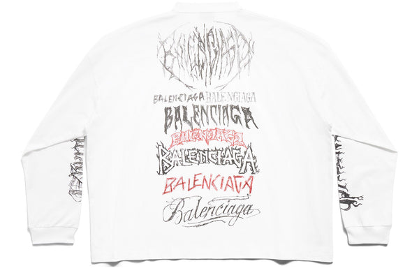 Футболка diy metal long sleeve t-shirt medium fit 'white black red' Balenciaga, белый — фото 2