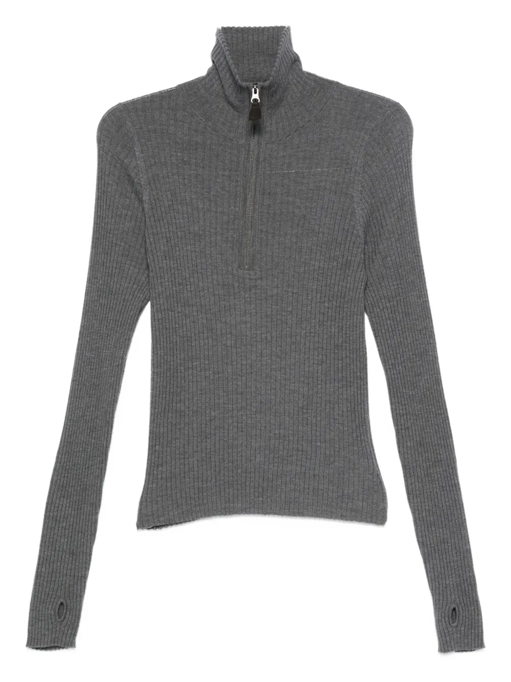 

Рифленый свитер с молнией на воротнике Kristensen Du Nord, серый