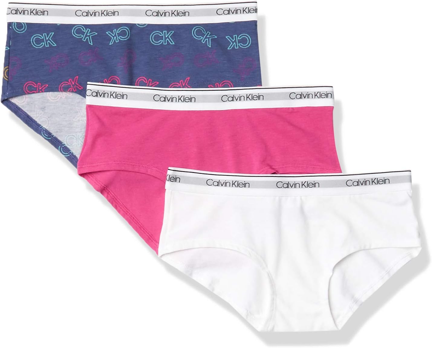 

Нижнее белье Calvin Klein для девочек, современное, хлопковое, хипстерское, упаковка, Very Berry/White/Ck Logo