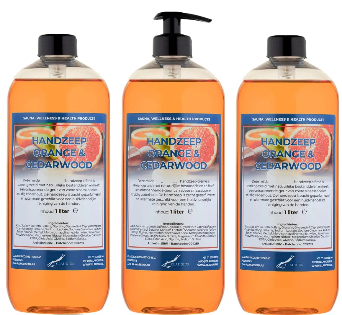 Жидкое мыло для рук Sweet Orange & Cedarwood, 3 шт. по 1 л Claudius