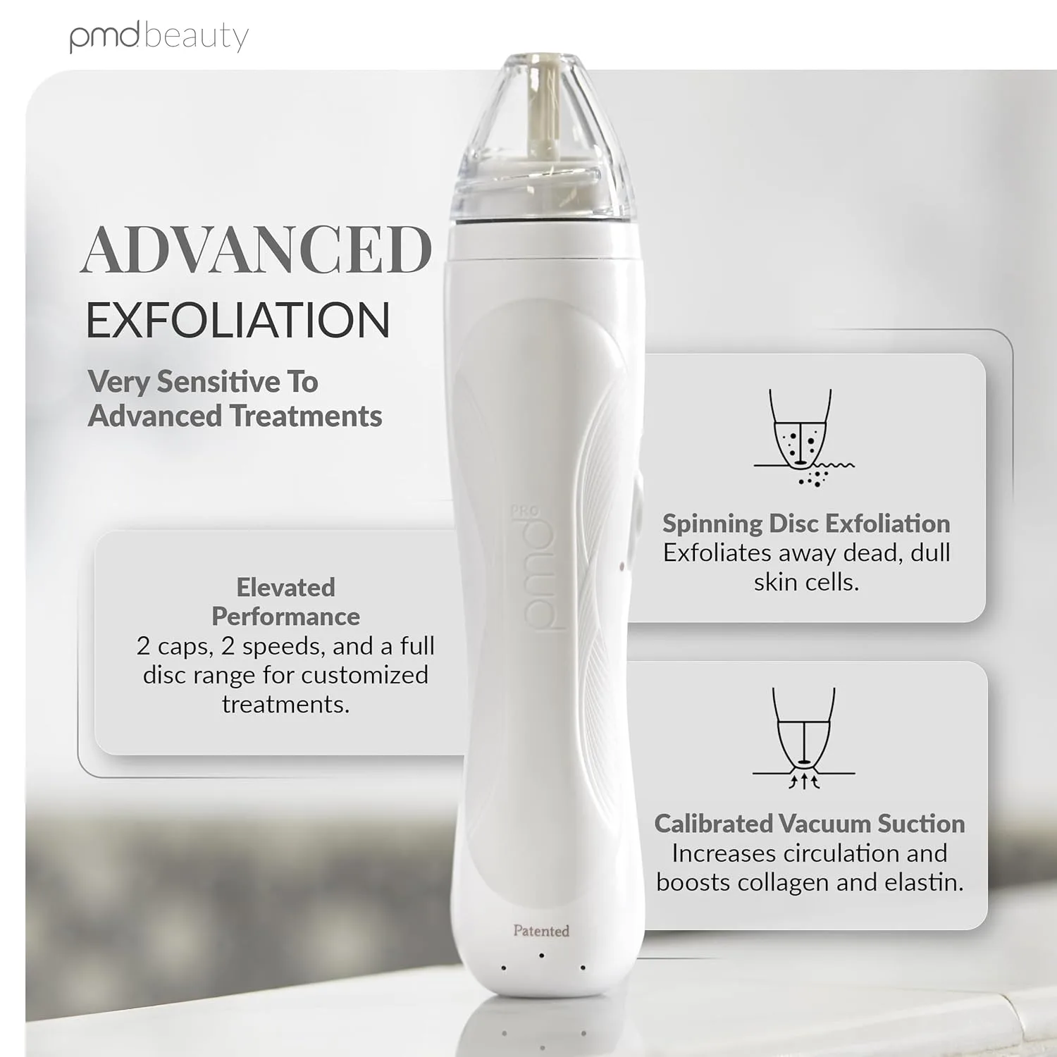 PMD Beauty Personal Microderm Pro - Инструмент для микродермабразии для домашнего использования, отшелушивающий скраб для лица и тела., White — фото 2