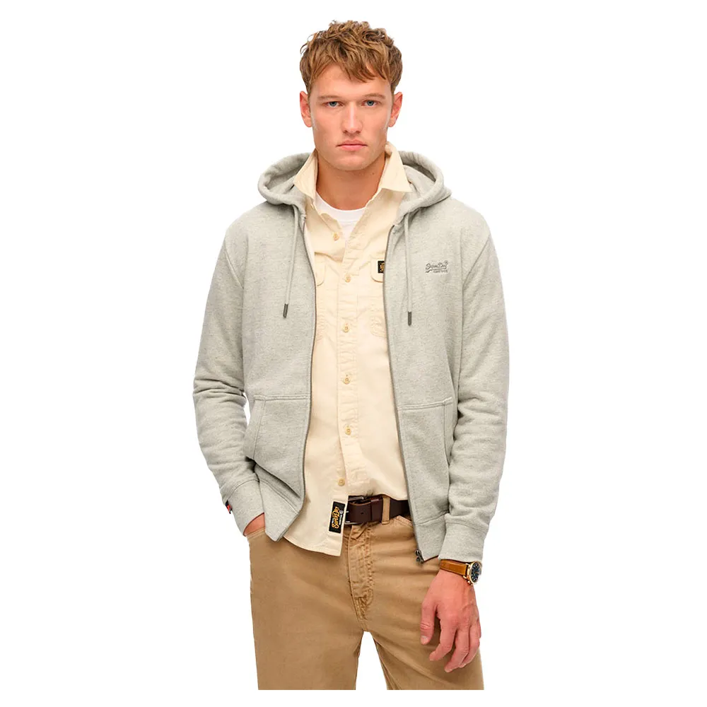 

Толстовка Superdry Essentials Logo full zip, серый